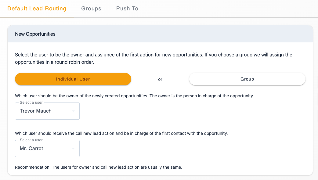 Carrot CRM Lead Routing Round Robin